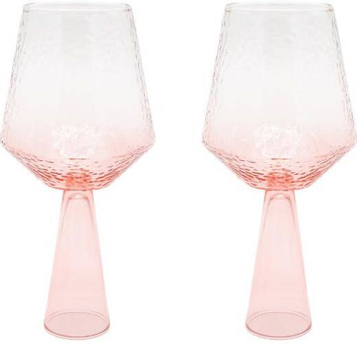 Brût Homeware Wijnglas Claude roze set van 2