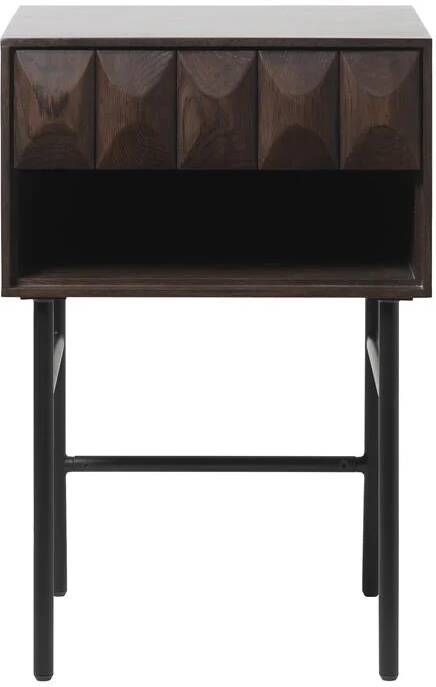 Hioshop Latina Bijzettafel 1 lade 1 vak espresso eiken decor.