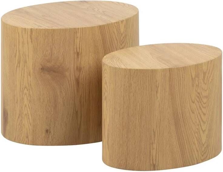 Bendt Salontafel Petrine Eiken-look Set van 2 stuks Hout Rond