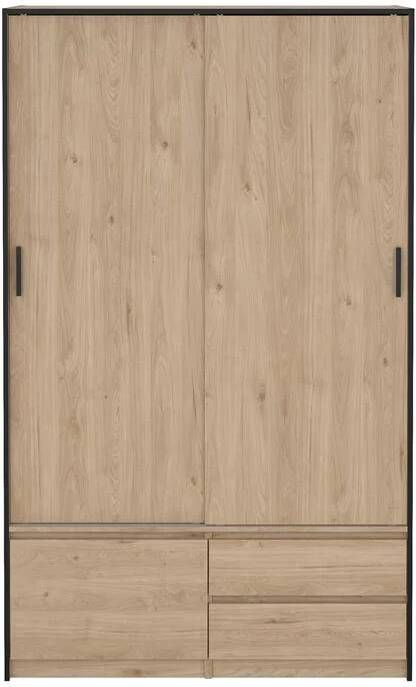 By fonQ basic Slim Kledingkast B 121 2 Eiken met zwarte lining