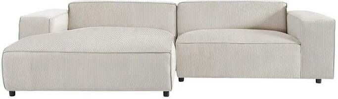 By fonQ Chunky Hoekbank met Chaise Longue Links Latte Rib