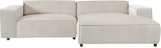 By fonQ Chunky Hoekbank met Chaise Longue Rechts Latte Rib