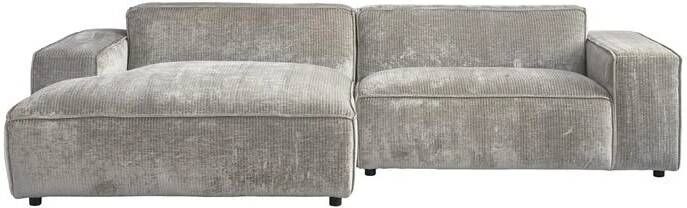 By fonQ Chunky Hoekbank met Chaise Longue Links Olifantengrijs Rib