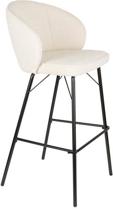 Housecraft Living Housecraft Joa Barkruk met rugleuning Bouclé Wit Set van 2