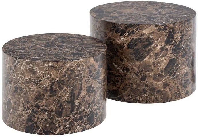 Bendt Salontafel Flavian Marmerlook Set van 2 stuks Bruin Rond