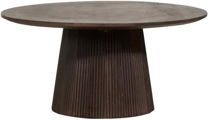 By fonQ Grand Bijzettafel Donkerbruin Mangohout Ø 80 cm