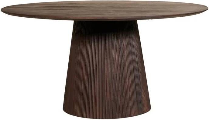 By fonQ Grand Eettafel Donkerbruin Mangohout Ø 120 cm