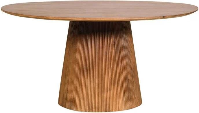 By fonQ Grand Eettafel Lichtbruin Mangohout Ø 120 cm