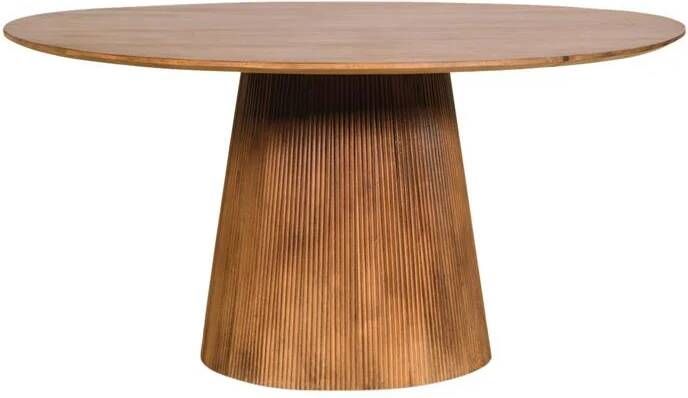 By fonQ Grand Eettafel Lichtbruin Mangohout Ø 150 cm