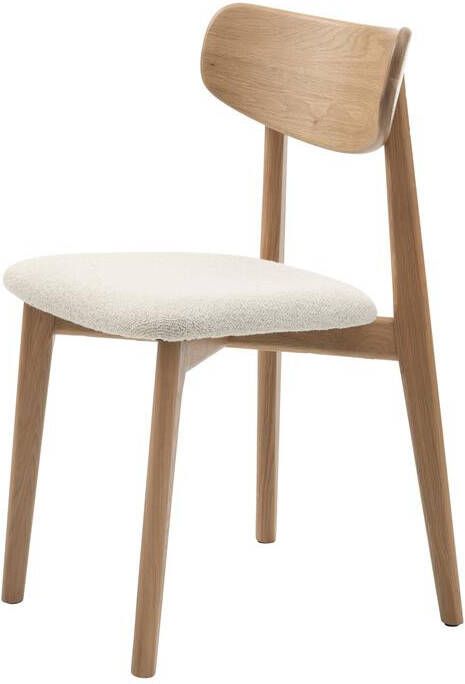 Giga Meubel Giga Living Eetkamerstoel Wit Bouclé Naturel Eiken 50x46x81cm Elim
