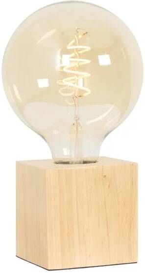 Calex LED Tafellamp Tafelverlichting Raho E27 Fitting Vierkant Mat Bruin Hout