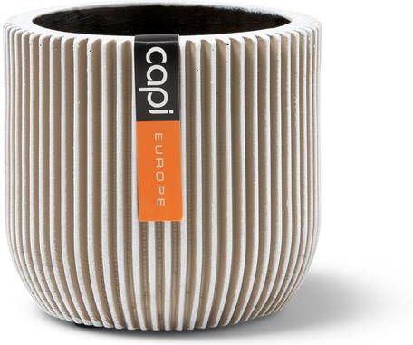 Capi Europe Bloempot bol Groove Anthracite & Ivory 8x6 Ivoor Opening Ø5.6 Bloempot voor binnen 5 jaar garantie BGVI131