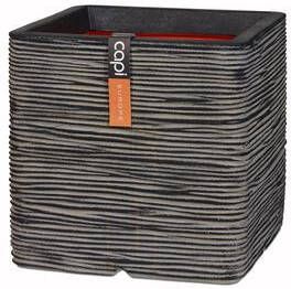 Capi Europe Bloempot vierkant Rib NL 50x50 Antraciet Opening Ø42 Bloempot voor binnen en buiten Levenslang garantie Breukbestendig 100% Recyclebaar CO2 Neutraal geproduceerd KOFZ904 - Foto 2