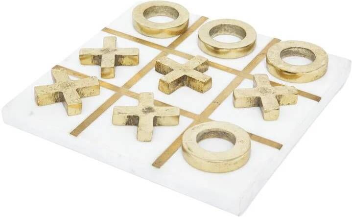 CASA DI ELTURO Deco Object Marble Tic Tac Toe Goud Wit