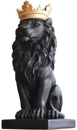 CASA DI ELTURO Decoratief beeld Royal Lion Zwart H30 cm
