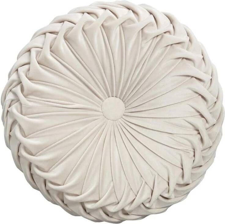 CASA DI ELTURO Fluwelen Kussen Ottoman Rond Creme Beige Zand Velvet Ø 40 cm (incl. vulling)