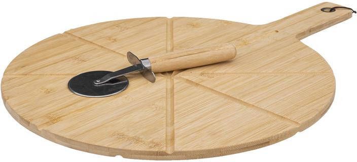 CASA DI ELTURO Houten pizza snijplank met pizzasnijder XL Ø 37 cm