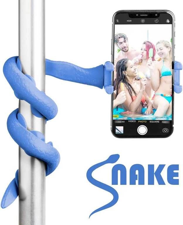 Celly selfiestick Snake 3 x 45 cm siliconen blauw 3-delig