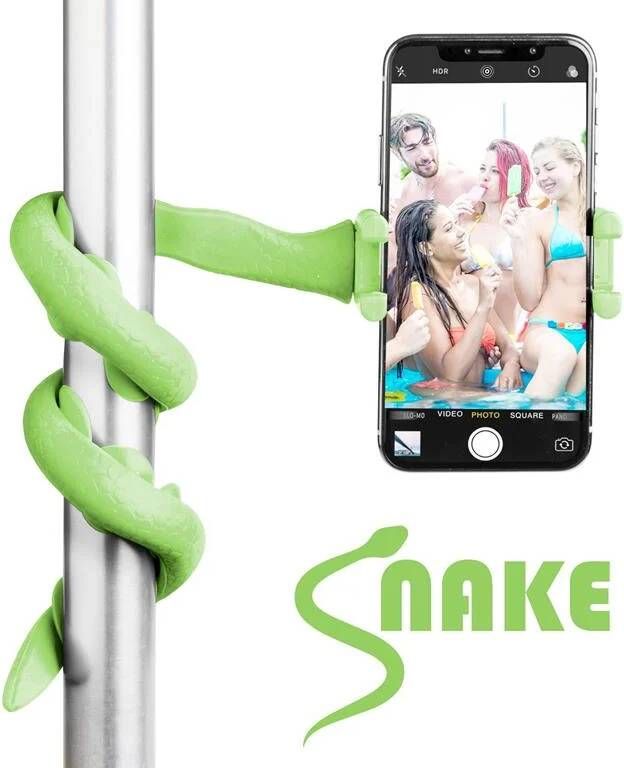 Celly selfiestick Snake 3 x 45 cm siliconen groen 3-delig