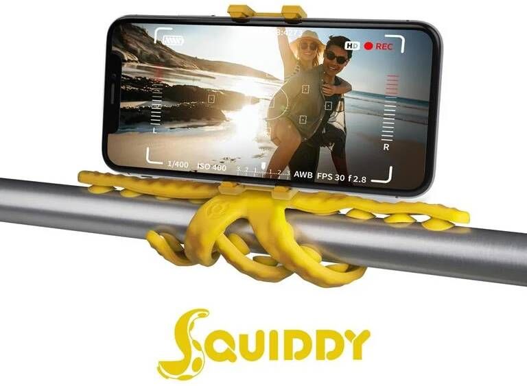 Celly telefoonhouder Flexible Squiddy 8 5 cm siliconen geel