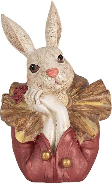 Clayre & Eef Beeld Konijn 17 cm Beige Roze Polyresin Paasdecoratie Beige Paasdecoratie