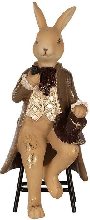 Clayre & Eef Beeld Konijn 20 cm Bruin Polyresin Paasdecoratie Bruin Paasdecoratie