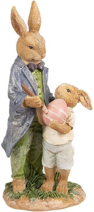 Clayre & Eef Beeld Konijn 21 cm Bruin Polyresin Paasdecoratie Bruin Paasdecoratie