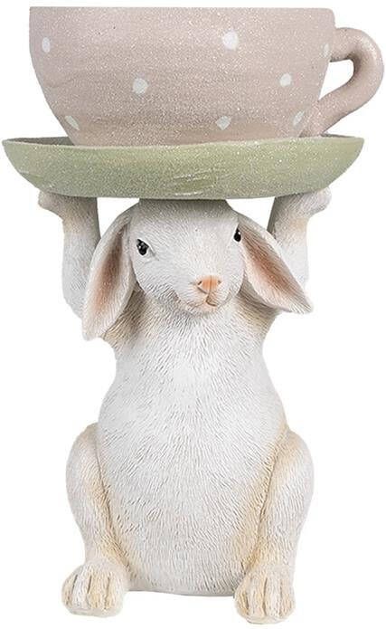 Clayre & Eef Beeld Konijn 24 cm Beige Roze Polyresin Paasdecoratie Beige Paasdecoratie