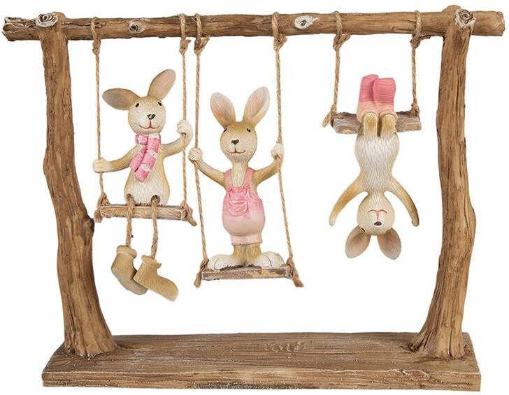 Clayre & Eef Beeld Konijn 26x6x20 cm Bruin Beige Polyresin Bruin