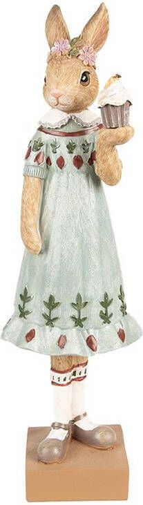 Clayre & Eef Beeld Konijn 28 cm Bruin Groen Polyresin Bruin