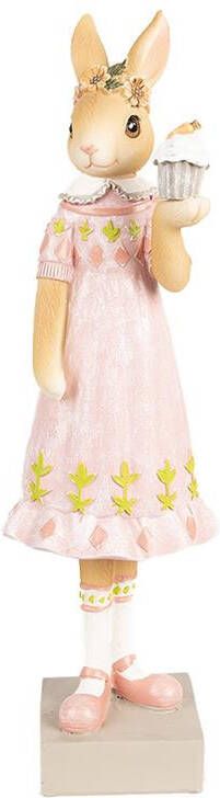 Clayre & Eef Beeld Konijn 28 cm Bruin Roze Polyresin Bruin