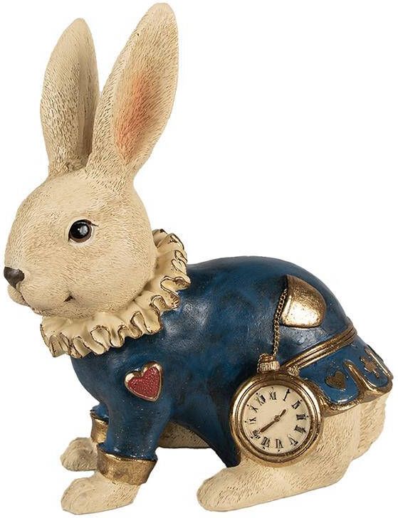 Clayre & Eef Beeld Konijn 29 cm Beige Blauw Polyresin Beige