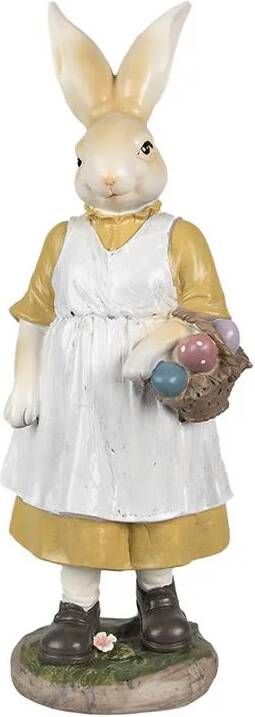 Clayre & Eef Beeld Konijn 38 cm Beige Geel Polyresin Paasdecoratie Beige Paasdecoratie