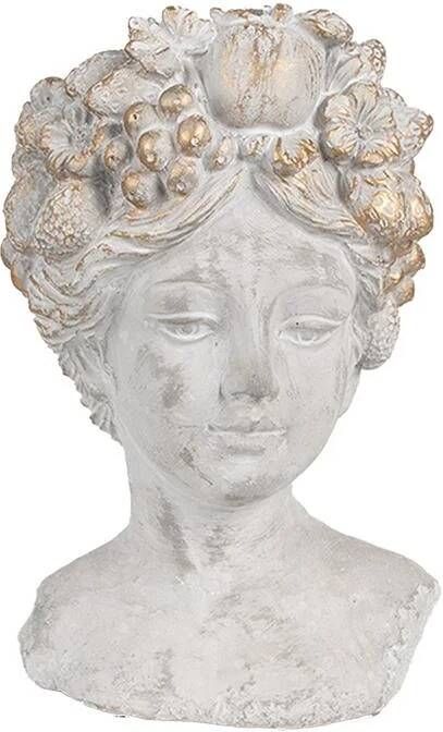 Clayre & Eef Bloempot Binnen Vrouw 14x14x22 cm Grijs Steen Plantenpot