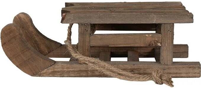 Clayre & Eef Decoratie Slee 30x11x10 cm Bruin Hout Kerstdecoratie