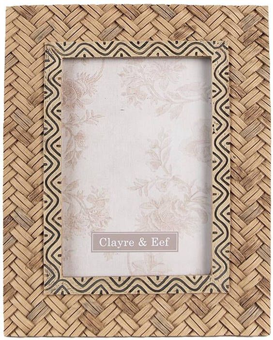 Clayre & Eef Fotolijst 10x15 cm Bruin Kunststof Glas Rechthoek Fotokader Bruin Fotokader