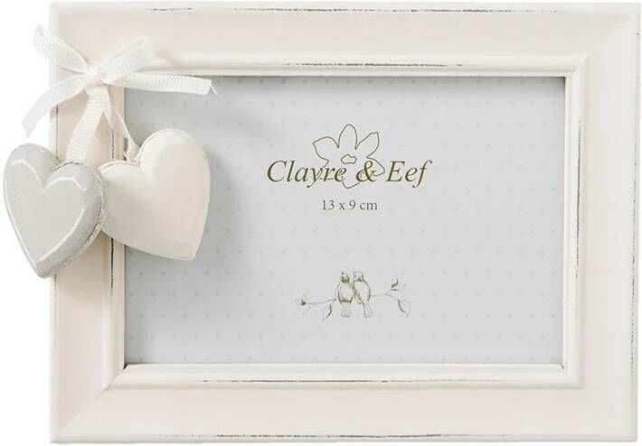 Clayre & Eef Fotolijst Hart 13x9 cm Wit Hout Rechthoek Fotokader