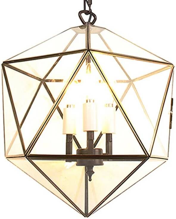 Clayre & Eef LumiLamp Hanglamp 30x30x160 cm Transparant Metaal Glas Hanglamp Eettafel Transparant Hanglamp Eettafel