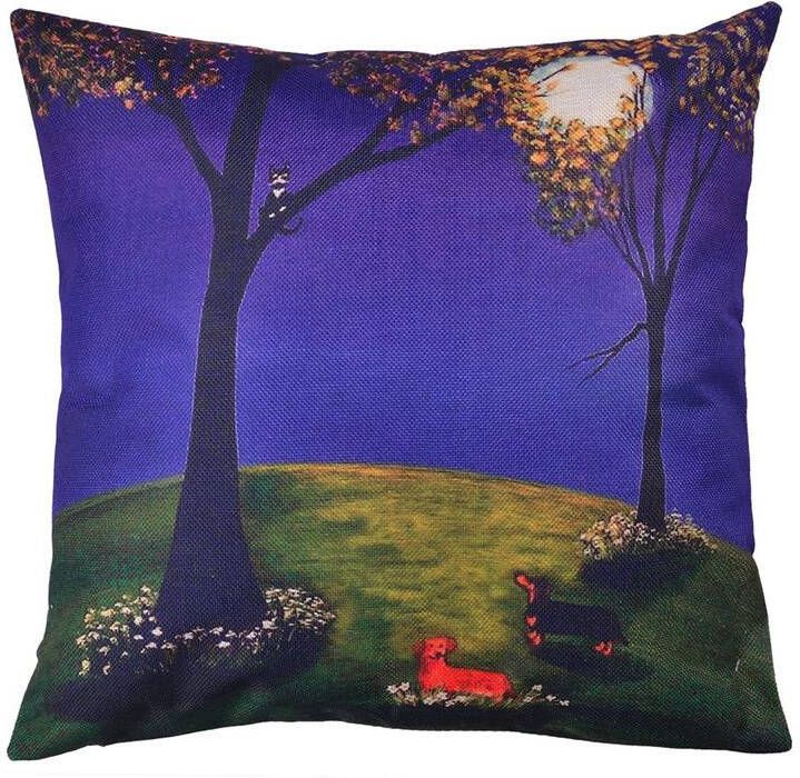 Clayre & Eef Kussenhoes 43x43 cm Blauw Groen Polyester Vierkant