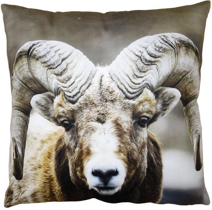 Clayre & Eef Kussenhoes 45x45 cm Bruin Polyester Sierkussenhoes Bruin Sierkussenhoes