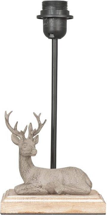 Clayre & Eef Lampenvoet Tafellamp 16*13*35 cm E27 max 1*60W Bruin Hout Kunststof Hert Rond Lampvoet