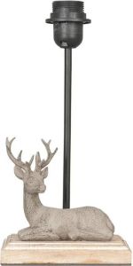 Clayre & Eef Lampenvoet Tafellamp 16*13*35 cm E27 max 1*60W Bruin Hout Kunststof Hert Rond Lampvoet