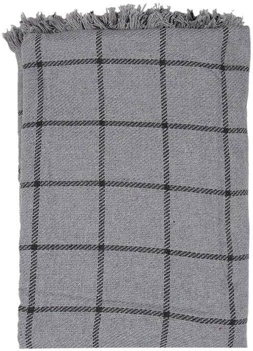 Clayre & Eef Plaid 125x150 cm Grijs Katoen Strepen Deken Grijs Deken