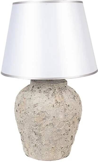 Clayre & Eef Tafellamp Ø 35x59 cm Grijs Terracotta Bureaulamp Grijs Bureaulamp