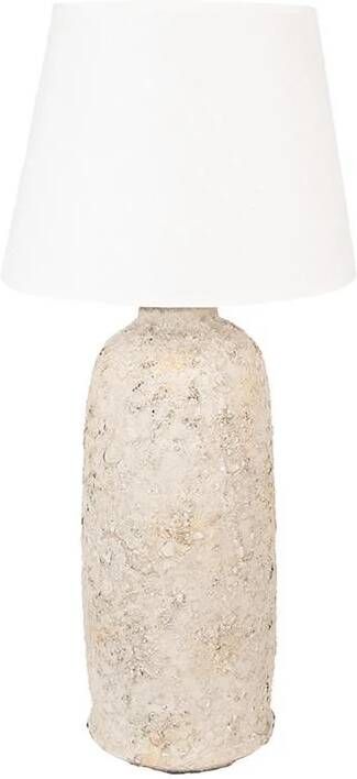 Clayre & Eef Tafellamp Ø 35x74 cm Beige Terracotta Bureaulamp Beige Bureaulamp
