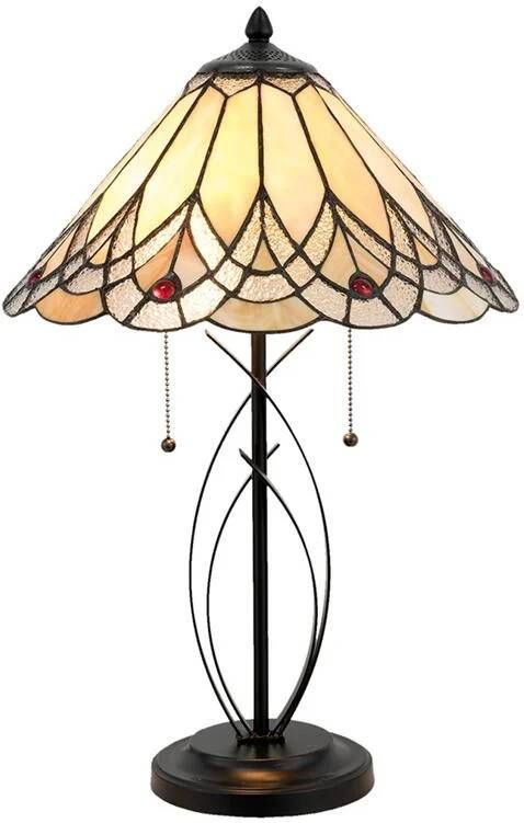 Clayre & Eef Tiffany Tafellamp Ø 40x60 cm Beige Glas Driehoek