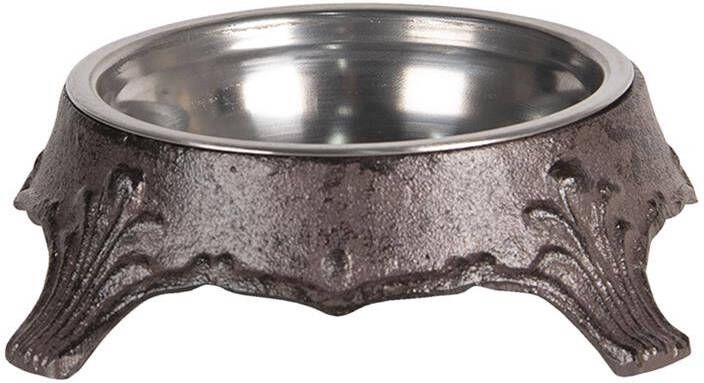 Clayre & Eef Voerbak Hond Ø 17x5 cm Bruin Ijzer Rond Ornament