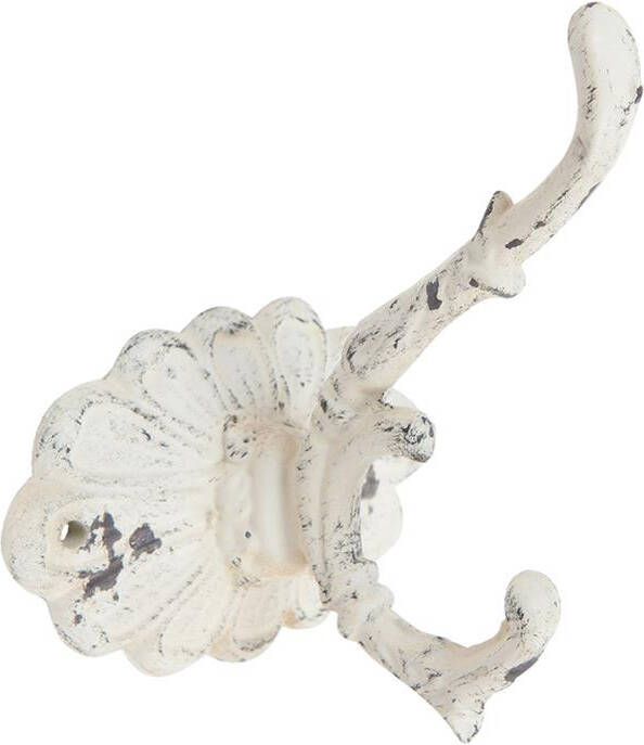 Clayre & Eef Wandhaak 10x10x13 cm Wit Ijzer Rechthoek Kapstok