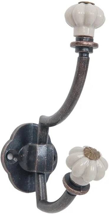 Clayre & Eef Wandhaak 4x8x12 cm Bruin Ijzer Rechthoek Kapstok Bruin Kapstok