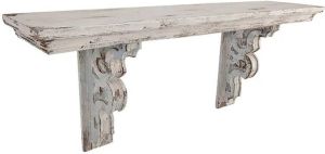 Clayre & Eef Wandrek 100x23x41 cm Wit Hout Rechthoek Wandplank Wit Wandplank